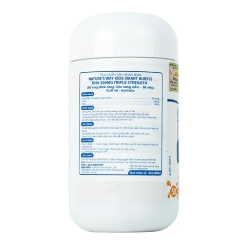 Nature’s Way Kids Smart Bursts DHA 300mg Triple Strength Viên Nhai DHA Cho Trẻ