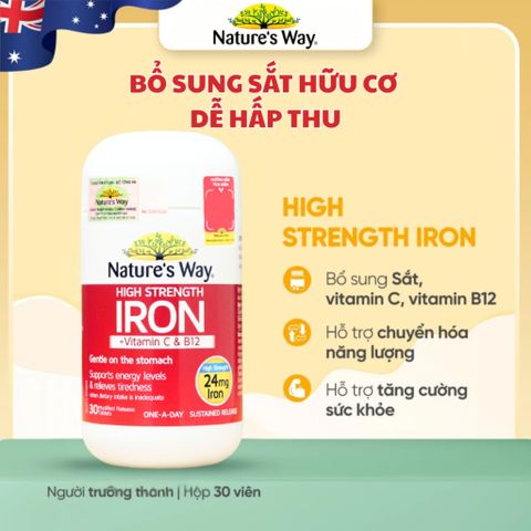 Nature’s Way High Strength Iron + Vitamin C & B12 Bổ Sung Sắt Cho Cơ Thể 30 Viên