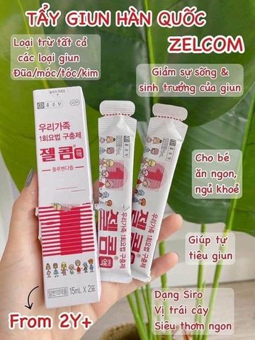Siro hỗ trợ tẩy giun Hàn Quốc Zelcom cho bé 2 tuổi trở lên và người lớn _2 gói x 15ml