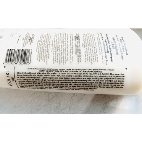 Chai sữa tắm sữa dê cao cấp Leivy Naturally 1150ml - Hàng Malaysia (có tem phụ)