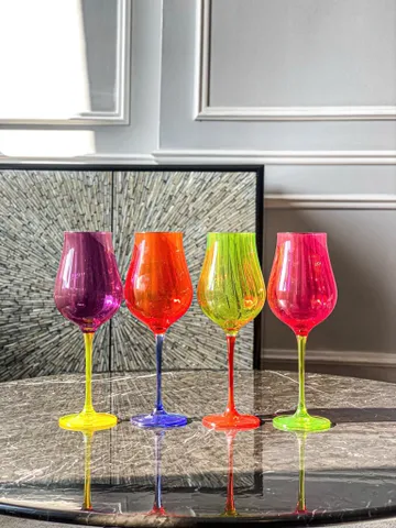 Set 4 ly vang Limosa màu 400ml Crystal Bohemia