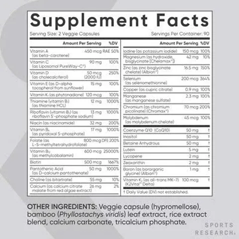 Viên uống bổ sung Vitamin Sports Research Advanced MultiVitamin 180 viên chính hãng Mỹ