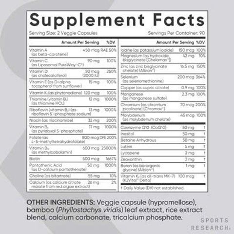 Viên uống bổ sung Vitamin Sports Research Advanced MultiVitamin 180 viên chính hãng Mỹ 747861