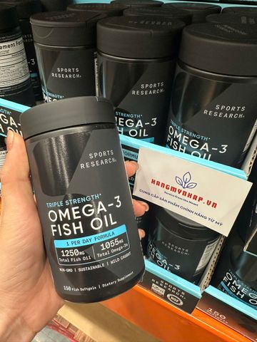 Dầu Cá Sports Research Triple Strength Omega 3 - 150 Viên EPA 690mg DHA 310mg - Hỗ Trợ Tim Mạch & Tăng Cường Sức Khỏe Não Bộ