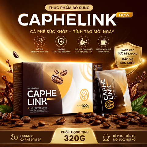 Caphelink New Cà Phê Sức Khỏe Hòa Tan Hỗ Trợ Tỉnh Táo Tăng Đề Kháng Hộp Chính Hãng