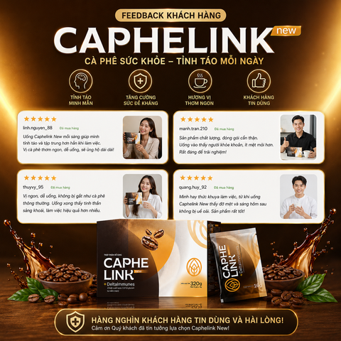 Caphelink New Cà Phê Sức Khỏe Hòa Tan Hỗ Trợ Tỉnh Táo Tăng Đề Kháng Hộp Chính Hãng