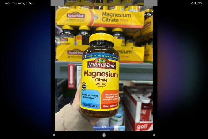 Viên Uống Magnesium Citrate 250mg Nature Made 180 viên - Hỗ Trợ Sức Khỏe Xương và Cơ Bắp - Sản Phẩm Chất Lượng Từ Mỹ 747867