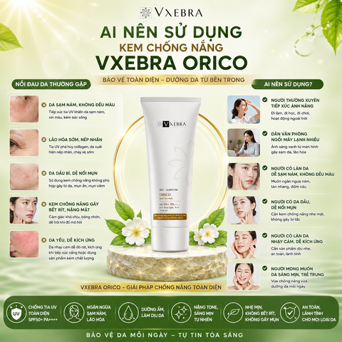 Kem Chống Nắng Orico Vxebra SPF50+ PA++++ Dưỡng Ẩm Ngừa Lão Hóa Bảo Vệ Da Khỏi Tia UV