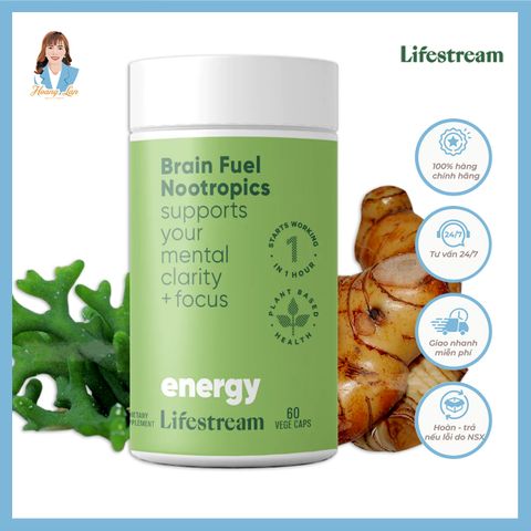 Viên uống tăng cường tập trung, tỉnh táo New Zealand Lifestream Brain Fuel Nootropics 60 viên