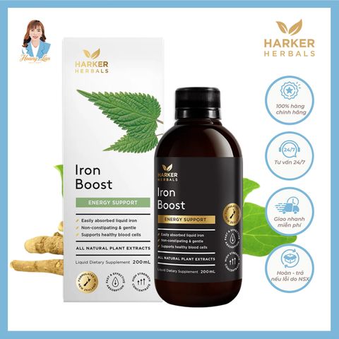 Siro bổ máu, cấp sắt cho mẹ bầu & người thiếu máu New Zealand Harker Herbals Iron Boost 200ml