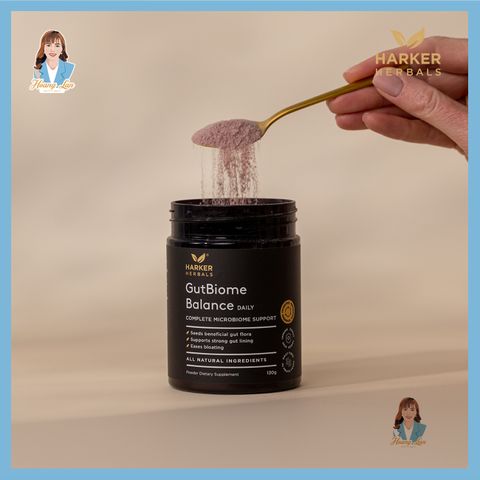 Bột cân bằng hệ vi sinh đường ruột 3 trong 1 New Zealand Harker Herbals GutBiome Balance 130g