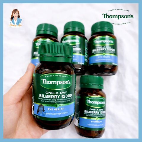 Viên uống bổ mắt và hỗ trợ mao mạch mắt New Zealand Thompson’s One-A-Day Bilberry 12000mg 60 viên