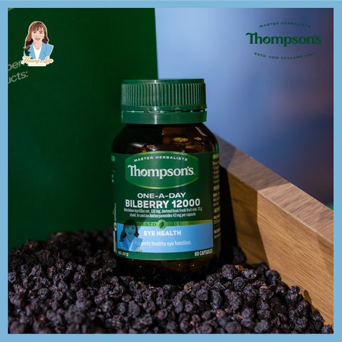 Viên uống bổ mắt và hỗ trợ mao mạch mắt New Zealand Thompson’s One-A-Day Bilberry 12000mg 60 viên