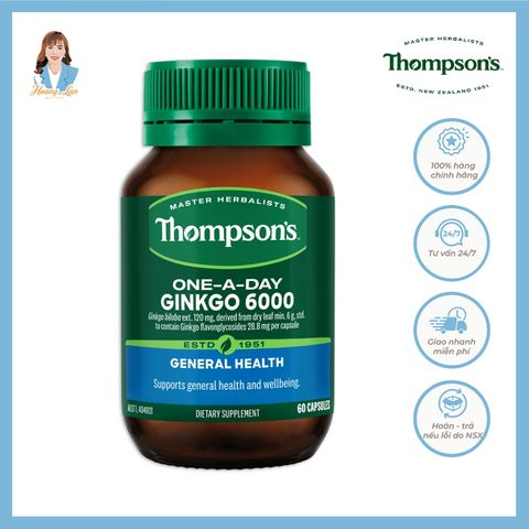 Viên uống bổ não, cải thiện trí nhớ và tập trung New Zealand Thompson’s One-A-Day Ginkgo 6000mg 60 viên