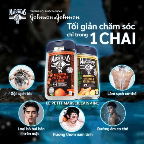 Sữa Tắm Nam 4 in 1 92% Thiên Nhiên Le Petit Marseillais Nhiều Mùi Hương 250ml