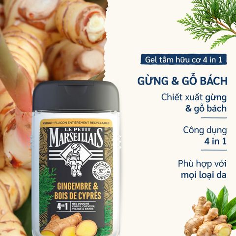 Sữa Tắm Nam 4 in 1 92% Thiên Nhiên Le Petit Marseillais Nhiều Mùi Hương 250ml