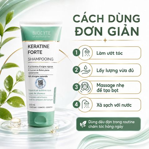 Dầu Gội Giảm Rụng Tóc Biocyte Keratine Forte 200ml - Phục Hồi Tóc Khô Xơ, Hàng Chính Ngạch