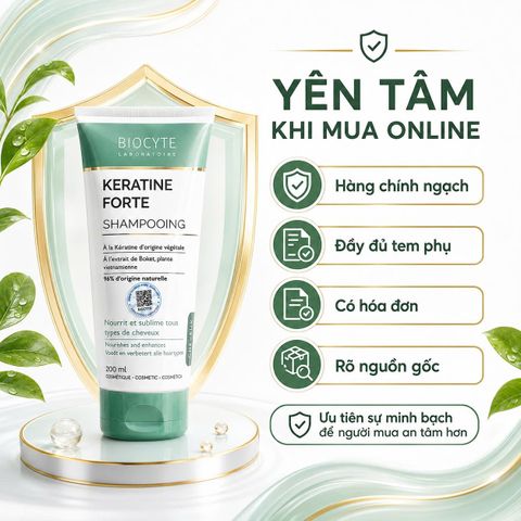 Dầu Gội Giảm Rụng Tóc Biocyte Keratine Forte 200ml - Phục Hồi Tóc Khô Xơ, Hàng Chính Ngạch