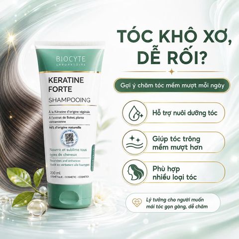 Dầu Gội Giảm Rụng Tóc Biocyte Keratine Forte 200ml - Phục Hồi Tóc Khô Xơ, Hàng Chính Ngạch