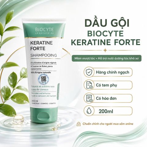 Dầu Gội Giảm Rụng Tóc Biocyte Keratine Forte 200ml - Phục Hồi Tóc Khô Xơ, Hàng Chính Ngạch