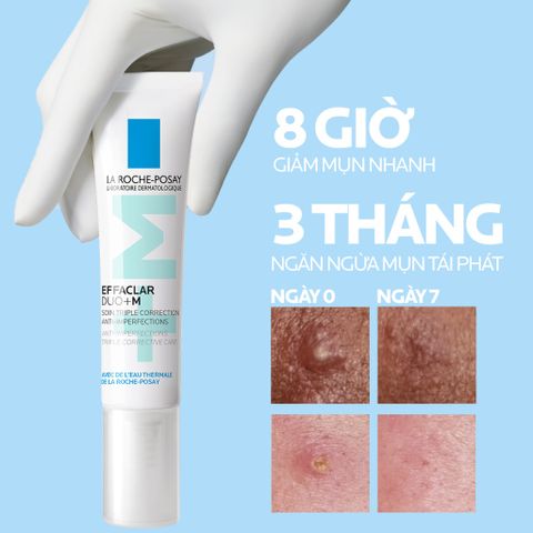 Kem dưỡng giảm mụn nhanh 8 giờ La Roche-Posay Effaclar Duo+M 15ml 