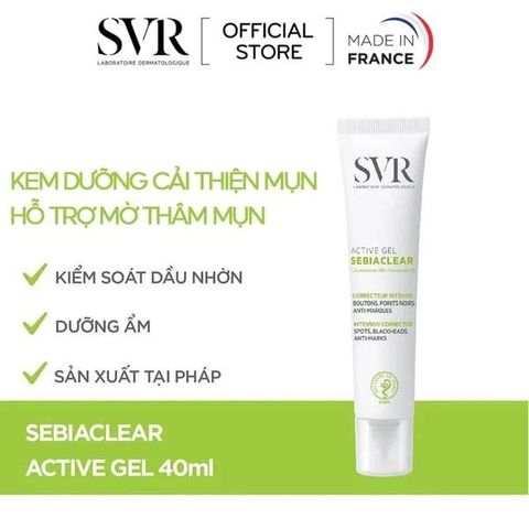 Kem dưỡng giảm mụn, ngừa thâm, kiểm soát dầu SVR Sebiaclear Active Gel 40ml