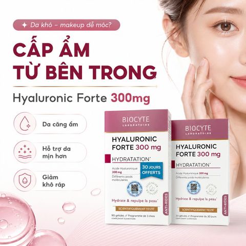 Viên Uống Nâng Cơ Ngăn Lão Hoá Da Biocyte Hyaluronic Forte 300 mg - Giải Pháp Làm Đẹp Đến Từ Pháp, 90 Viên