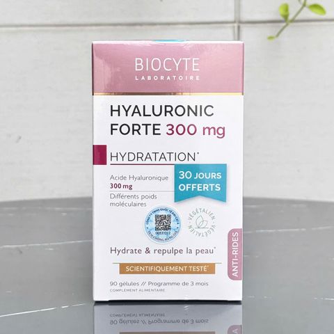 Viên Uống Nâng Cơ Ngăn Lão Hoá Da Biocyte Hyaluronic Forte 300 mg - Giải Pháp Làm Đẹp Đến Từ Pháp, 90 Viên