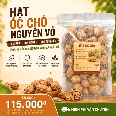 Hạt óc chó nguyên vỏ 500GR CAO Food nhập khẩu Mỹ - Hạt dinh dưỡng cao cấp, giàu protein và chất béo tốt cho sức khỏe