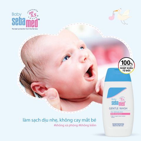 Sữa Tắm Gội Sebamed Cho Bé Dịu Nhẹ Toàn Thân pH5.5 - Không Cay Mắt, Giúp Bảo Vệ Da Mỏng Manh 200ml
