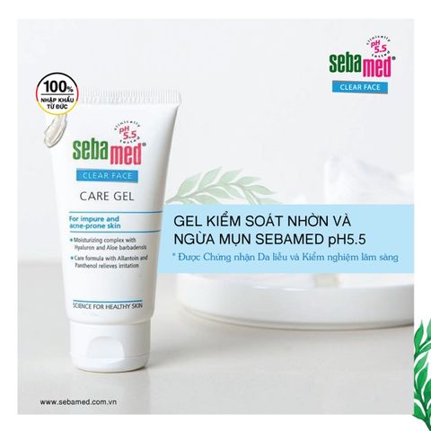 Gel dưỡng ẩm dành cho da dầu mụn, kem dưỡng chuẩn cân bằng Sebamed Clear Face Care Gel pH5.5 (50ml)