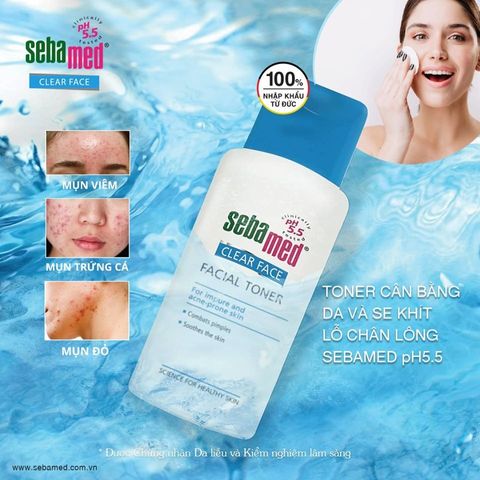 Nước Hoa Hồng Sebamed Clear Face 150ml - Toner Cân Bằng Da, Se Khít Lỗ Chân Lông pH5.5, Giúp Ngừa Mụn và Làm Sạch Da hiệu quả
