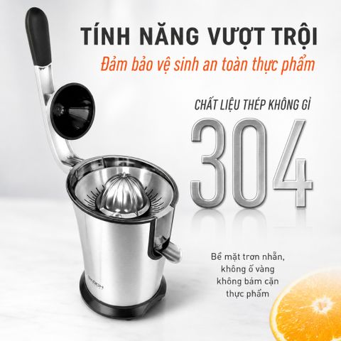 Máy Vắt Cam Tự Động GKÖCH Germany 160W - Ép Nhanh, Giữ Nguyên Hương Vị Tươi Ngon, Thiết Kế Sang Trọng Inox 304