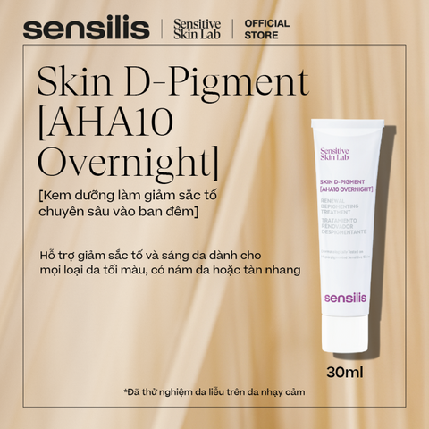Tinh chất làm sáng da tăng sắc tố nhạy cảm Sensilis skin D-Pigment [Serum AHA10 Overnight] 30ml-nhập khẩu Tây Ban Nha