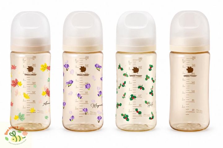 Bình sữa Green Finger Bebegrow PPSU Hàn Quốc size 240ml  trơn,hoạ tiết