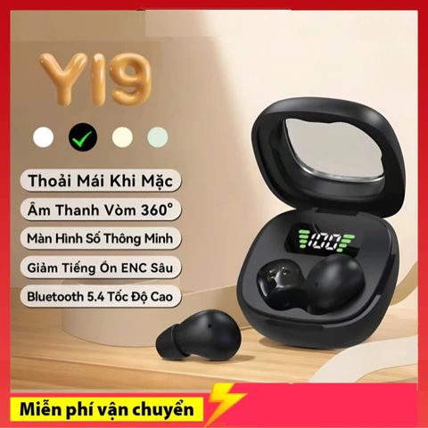 Tai Nghe Bluetooth Y19 Siêu Bé , Âm Thanh HiFi Nổi , Có Micro Đàm Thoại , Hiện Thị Màn Hình Kỹ Thuật