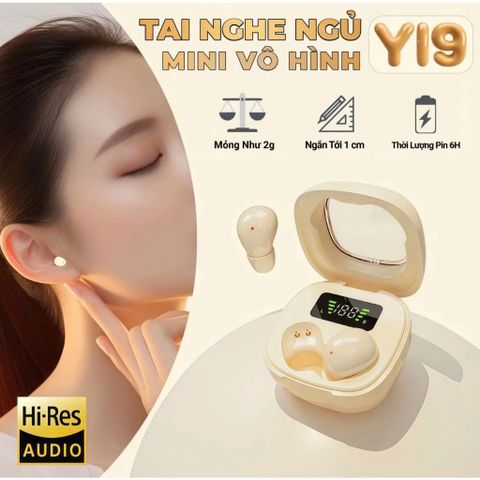 Tai Nghe Bluetooth Y19 Siêu Bé , Âm Thanh HiFi Nổi , Có Micro Đàm Thoại , Hiện Thị Màn Hình Kỹ Thuật