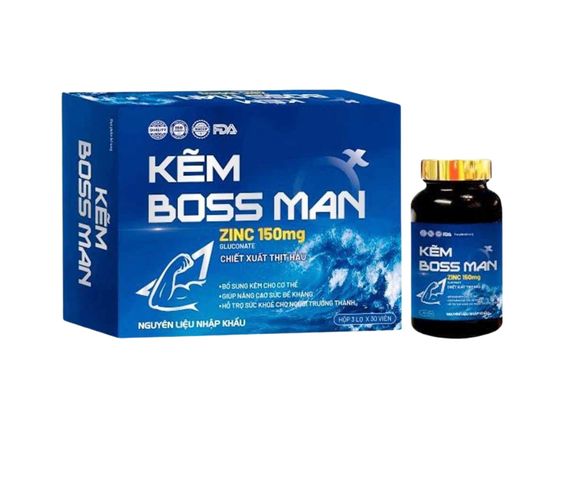 Kẽm boos man hộp 90 viên dùng được 3 tháng hỗ trợ phong độ nam, giảm mệt mỏi