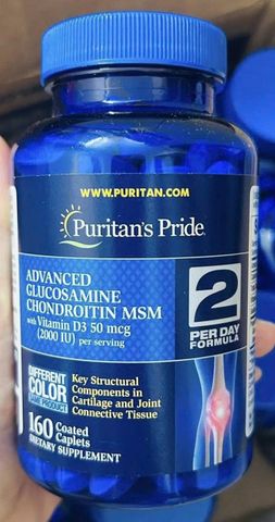 Viên uống hỗ trợ xương khớp Puritan’s Pride Glucosamine Chondroiitin MSM D3 160viên, hàng nhập Mỹ