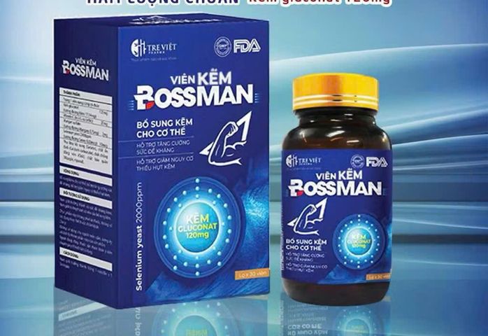 kẽm boss man bổ sung kẽm gluconat giúp tăng đề kháng, tăng cơ bắp, giảm mệt mỏi ,hộp 30 viên