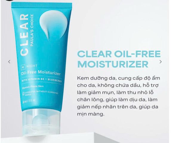 Paula's Choice Kem dưỡng ẩm dịu nhẹ không chứa dầu dành cho da mụn Clear Oil 60ml - Free Moisturizer thương hiệu Mỹ
