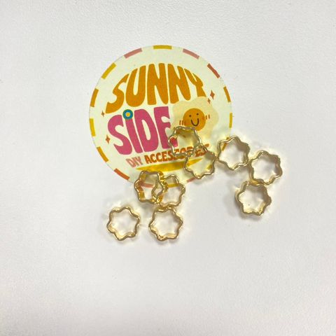 Gói 5 Cái Charm Khung Lồng Hạt Mạ Vàng 14K Hình Bông Hoa 6 Cạnh Cao Cấp Làm Trang Sức Handmade DIY