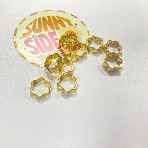 Gói 5 Cái Charm Khung Lồng Hạt Mạ Vàng 14K Hình Bông Hoa 6 Cạnh Cao Cấp Làm Trang Sức Handmade DIY
