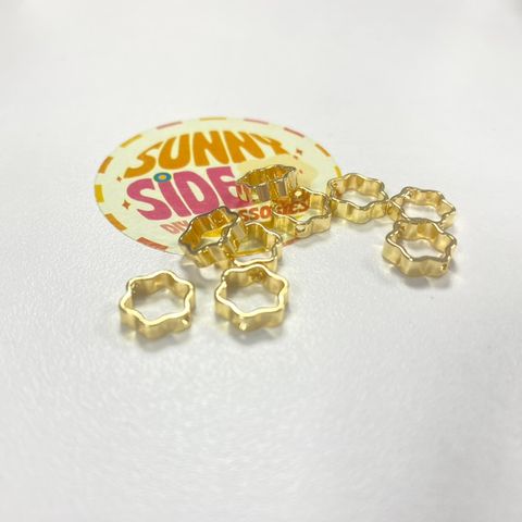 Gói 5 Cái Charm Khung Lồng Hạt Mạ Vàng 14K Hình Bông Hoa 6 Cạnh Cao Cấp Làm Trang Sức Handmade DIY