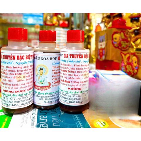 Dầu Xoa Bóp Xương Khớp Gia Truyền Phật Quan Âm - Chai 100ml, date mới Dầu Nóng Xoa Bóp