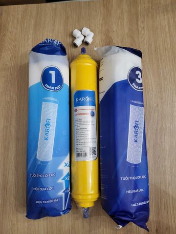 Bộ 3 Lõi Lọc Nước Karofi Số 123 - Lõi Thay Thế Chính Hãng Cho Máy Lọc Karofi K8RO-H - Xử Lý Nước Cứng, Loại Bỏ Cặn Bẩn