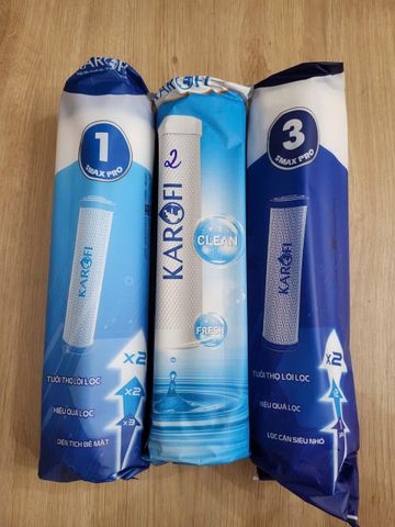 Bộ 3 Lõi Lọc Nước 123 Karofi Chính Hãng - Phù Hợp Với Máy OP1310, SS038, U03, U05, U16 - Lọc Đa Công Năng 1-5 Micron
