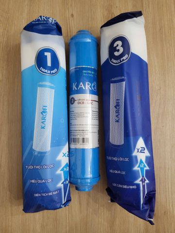 Bộ 3 Lõi Lọc Nước KAROFI 123 Chính Hãng - Thay Thế Model N-e118, B930, Lọc Sạch Hoàn Hảo, Bảo Vệ Sức Khỏe Gia Đình