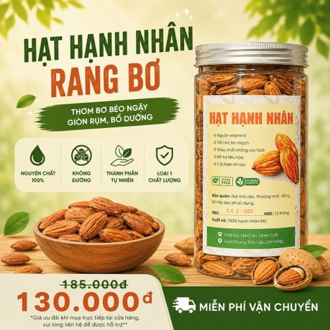 Hạt Hạnh Nhân Rang Bơ Vỏ Mỏng CAO Food - Nhập Khẩu Mỹ, Hạt Siêu Thơm Giòn, Dinhs Dưỡng, Lợi Cho Tim Mạch, Hũ 500 Gram