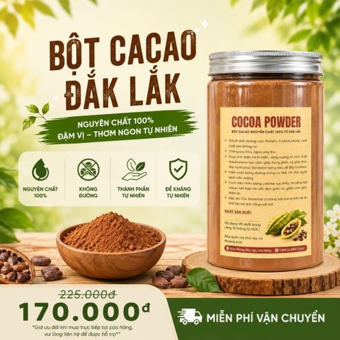 Bột Cacao Đắk Lắk Nguyên Chất CAO Food 100% Tự Nhiên - Hương Vị Đậm Đà, Giàu Dinh Dưỡng, Dễ Pha Chế